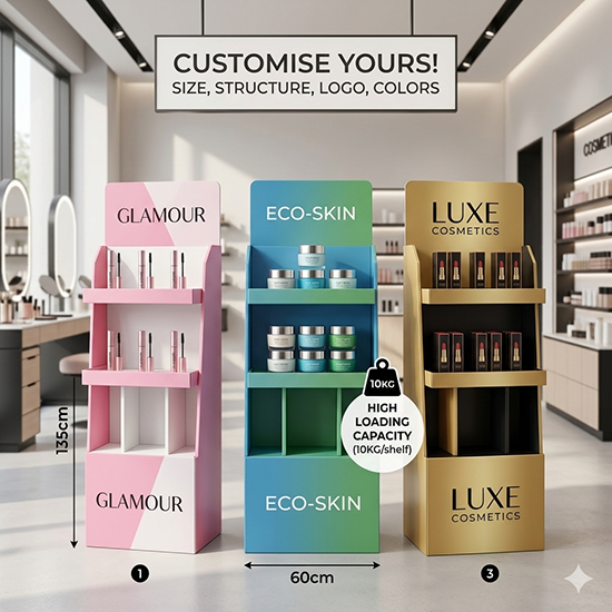 beauty products cardboard display stand (sku 26003)