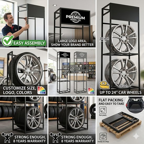 3 layers car wheel display rack (sku 12011)