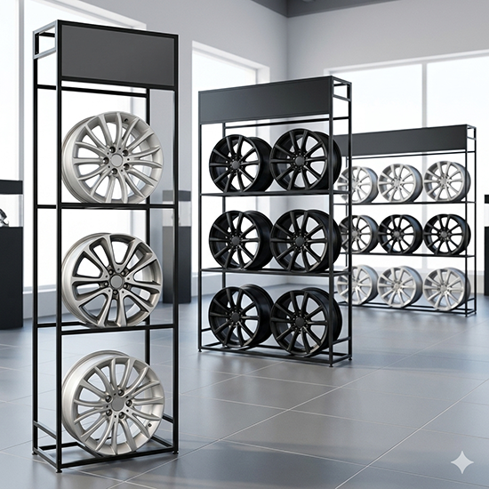 3 layers car wheel display rack (sku 12011)