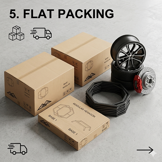 hexagon car rim display rack (sku 12012)