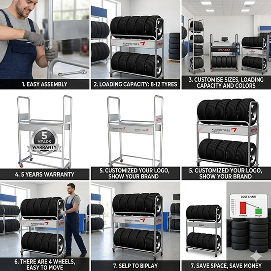 2 layers tyre display rack (sku 12010)