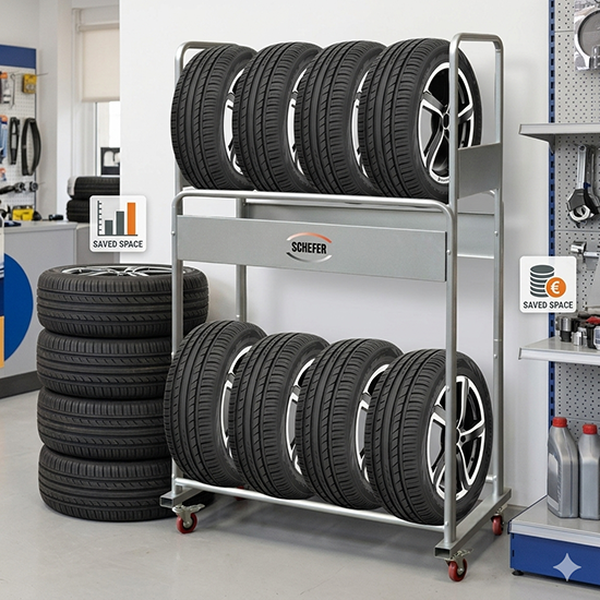 2 layers tyre display rack (sku 12010)