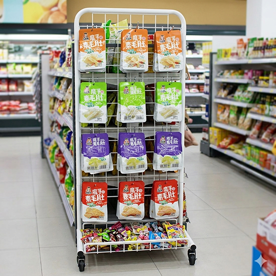 snacks display stand with wheels (sku 17004)