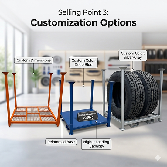 pcr/tbr tire stacking rack (sku 12022p/t)